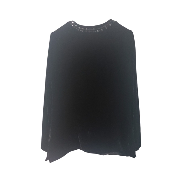 Talbots Black Velvet Bead Embellished Tunic Top Dressy Cocktail Women’s 8 - Picture 6 of 8